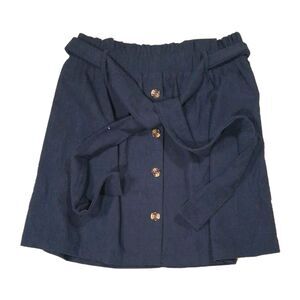 curve 1xl skirt button front womens belted waist waffle knit navy blue skort